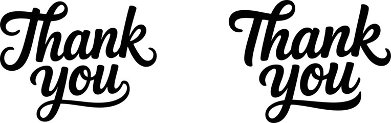 2 set of black and white thank you text