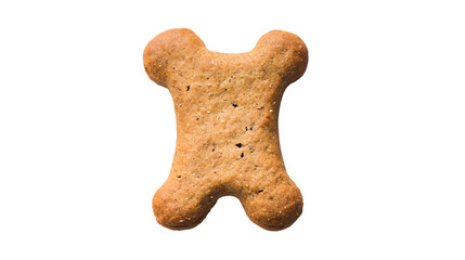 Professional Top View of Crunchy Brown Dog Biscuit Bone Shape with Space