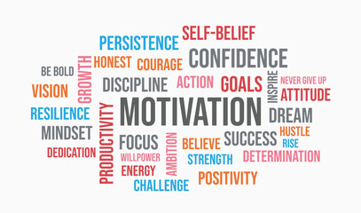 Motivation Word Cloud,template Text Cloud concept on white background