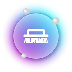 White Brush for cleaning icon isolated on white background. Blue and purple gradient circle background. Vector