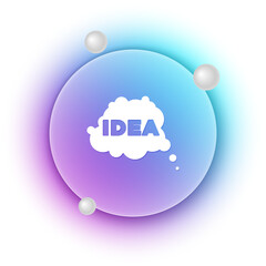 White Idea, speech bubble icon isolated on white background. Message speech bubble idea with cloud talk. Blue and purple gradient circle background. Vector