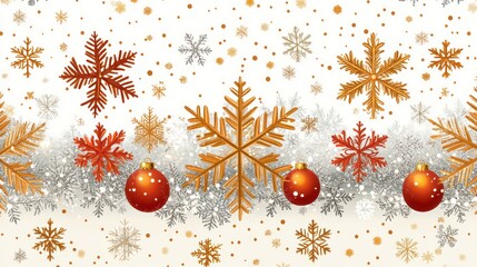 Festive snowflake and ornament border