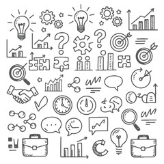 Set of consulting doodle on white background. Hand drawn abstract doodle isolated on white background.