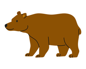 Cartoon bear walking in a natural setting during a sunny day