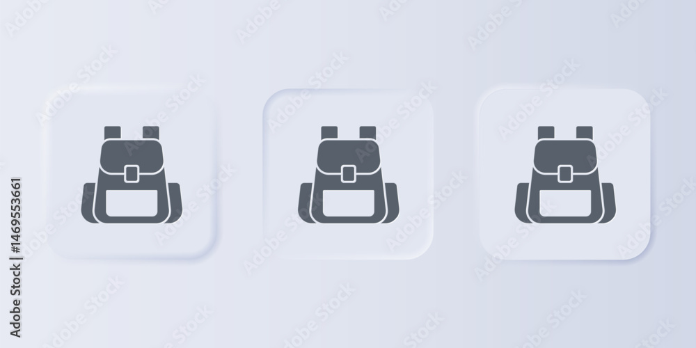 Aufkleber grey hiking backpack icon isolated on grey background. camping and mountain exploring backpack. set 