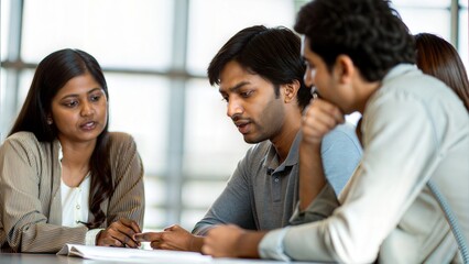 Indian Students Engaged in Analytical Discussion on Case Study Findings
