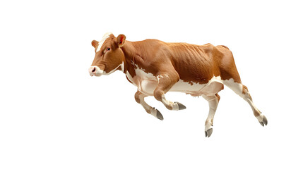 Vibrant Jumping Cow Isolated on Transparent Background for Creative Design Projects