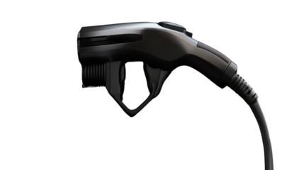 Electric Vehicle Charging Station Connector Isolated on White Background with Clean Modern Design and Renewable Energy Concept