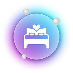 White Bedroom icon isolated on white background. Wedding, love, marriage symbol. Bedroom creative icon from honeymoon collection. Blue and purple gradient circle background. Vector