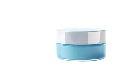 Elegant Light Blue Cosmetic Cream Jar Isolated on Transparent Background