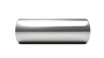 Shiny Metal Cylinder Isolated on Transparent Background - Professional 3D Render Image