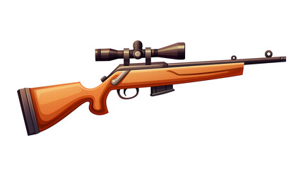 Detailed Hunting Rifle Cartoon Vector Illustration for Outdoor and Hunting Enthusiasts