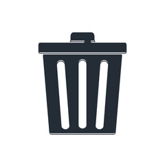Black Trash can icon isolated on white background. Garbage bin sign. Recycle basket icon. Office trash icon. Vector