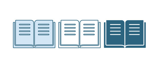 Blue Ancient magic book with alchemy recipes and mystic spells and enchantments icon isolated on white background. Vector