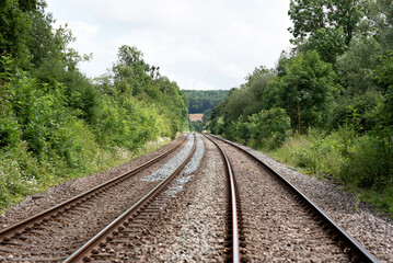 View of the double track railway from the middle.