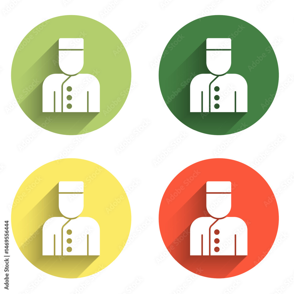 Poster set concierge icon isolated with long shadow background. color circle button. vector