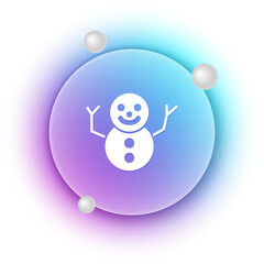 White Christmas snowman icon isolated on white background. Merry Christmas and Happy New Year. Blue and purple gradient circle background. Vector