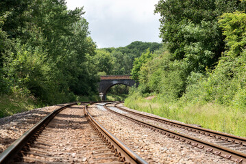 View of the double track railway from the middle. 