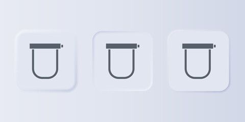 Grey Bicycle lock U shaped industrial icon isolated on grey background. Set icons in square buttons. Vector