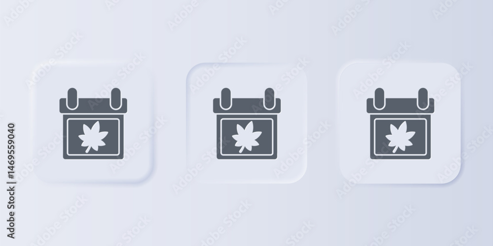Poster grey calendar with autumn leaves icon isolated on grey background. set icons in square buttons. vect