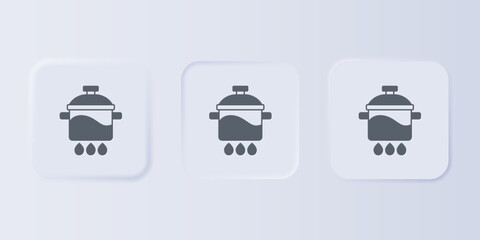 Grey Cooking pot icon isolated on grey background. Boil or stew food symbol. Set icons in square buttons. Vector