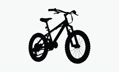 mountain bike silhouette, rugged cycle frame, thick tire outline, gear detail bicycle, black white bike, offroad bike shape, sporty bike design