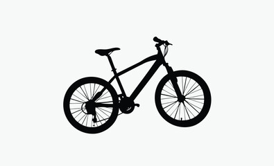 mountain bike silhouette, rugged cycle frame, thick tire outline, gear detail bicycle, black white bike, offroad bike shape, sporty bike design
