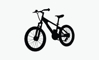 mountain bike silhouette, rugged cycle frame, thick tire outline, gear detail bicycle, black white bike, offroad bike shape, sporty bike design