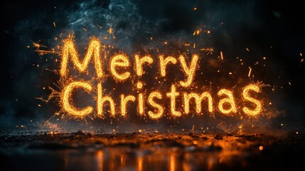 Sparklers spelling merry christmas with a black background christmas background