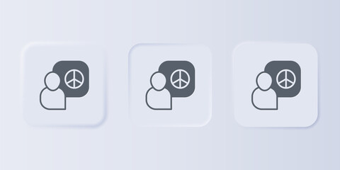 Grey Peace talks icon isolated on grey background. Set icons in square buttons. Vector