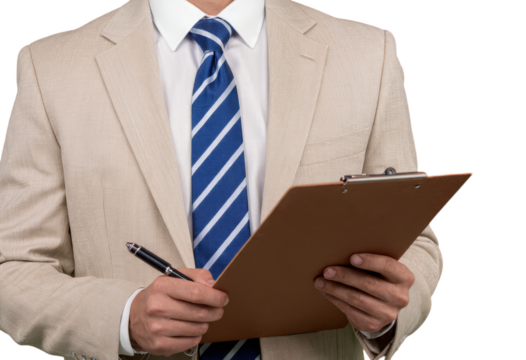 Businessman Holding Clipboard, Isolated Transparent Background