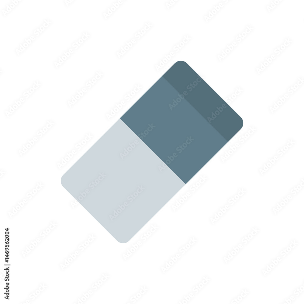 Poster a simple illustration of a rectangular eraser with two distinct colors and rounded corners on a whit