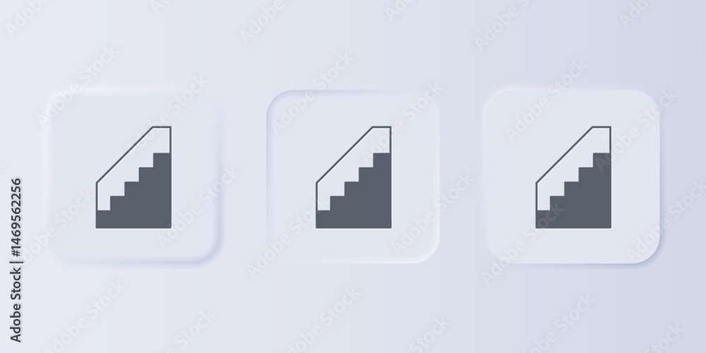 Poster grey stairs up icon isolated on grey background. set icons in square buttons. vector