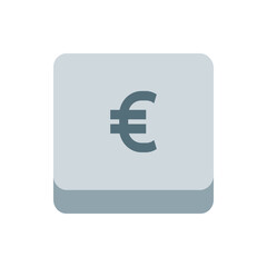 Illustration of a gray euro symbol on a rounded square button with a subtle shadow effect present here