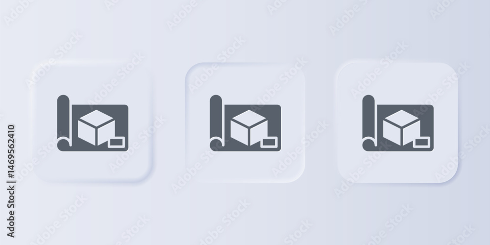 Poster grey graphing paper for engineering icon isolated on grey background. set icons in square buttons. v