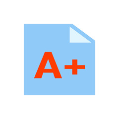 Obraz premium A plus grade on a light blue paper with a folded corner indicating excellent academic performance shown