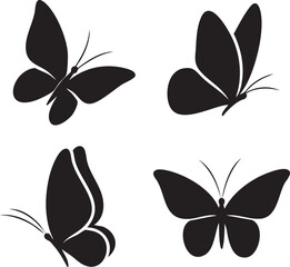 A set of butterflies, Shilloute vector art