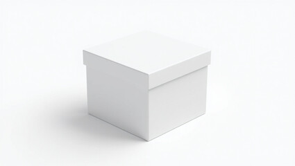 Naklejka premium Blank White Square Cardboard Box Mockup with Lid