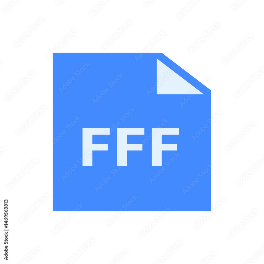 Poster illustration of a blue document with a folded corner and the letters fff in white color displayed on