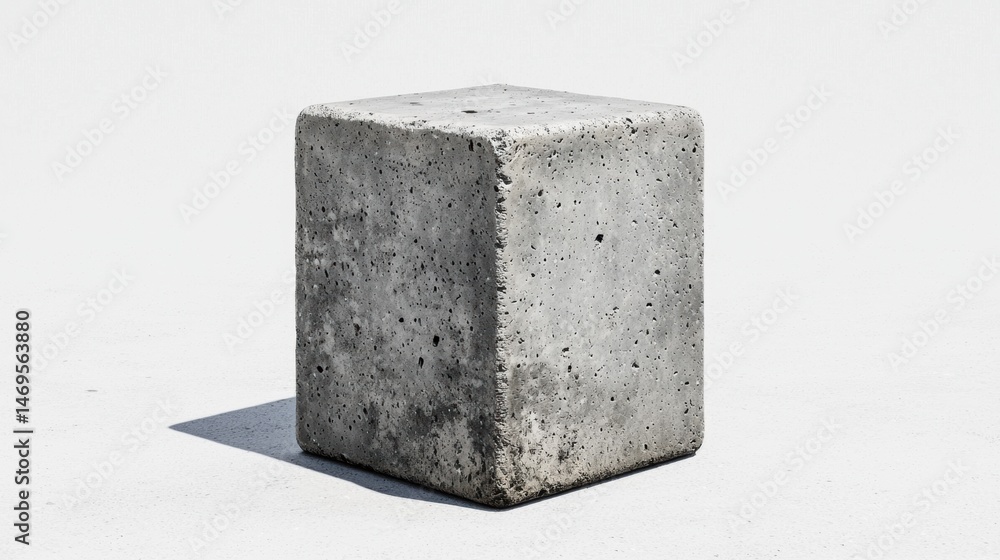 Poster a gray concrete block with a rough texture and visible cracks.