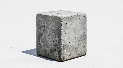 A gray concrete block with a rough texture and visible cracks.