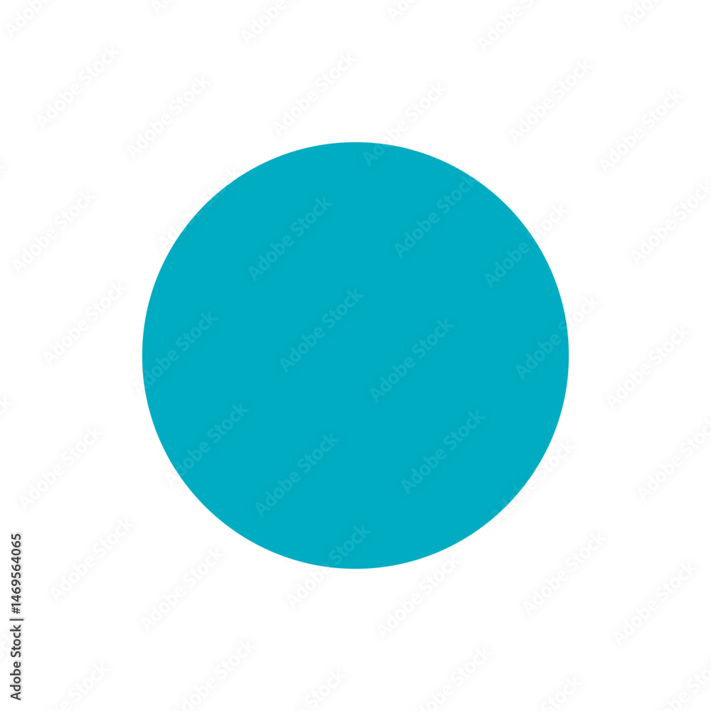 Aufkleber a simple graphic featuring a solid turquoise circle centered on a white background with even lightin
