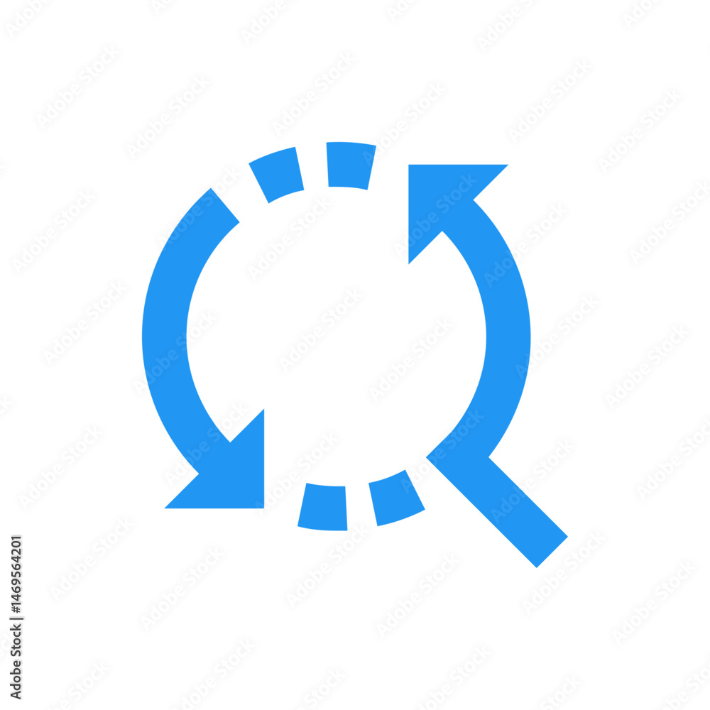 Aufkleber blue circular arrows forming a loop with dashed lines completing the circle on a white background im