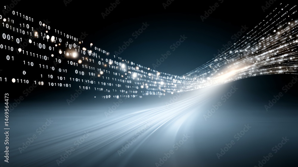 Wall mural binary data stream flowing