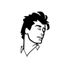 Edgy Spiky-Haired Character - Bold Black and White Minimalist Artwork