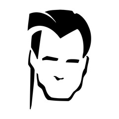 Stylized Pompadour Hair Silhouette - Bold Black and White Artwork