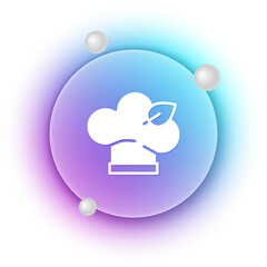 White Vegan food diet icon isolated on white background. Organic, bio, eco symbol. Vegan, no meat, lactose free, healthy, fresh and nonviolent food. Blue and purple gradient circle background. Vector