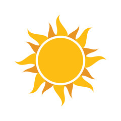 Sun icon in flat style. Sunrise vector illustration on isolated background. Sunset sign business concept.