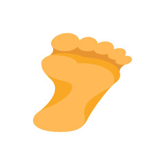 Illustration of a single human foot with toes and sole in a light orange color on a white background view