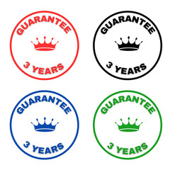 Obraz premium Set of guarantee 3 years stamp, design, logo, label, tag, icon for advertising, marketing and promotion 